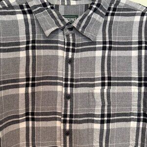 American Eagle Plaid black and White Long Sleeve Cotton Shirt, Size XLG Tall